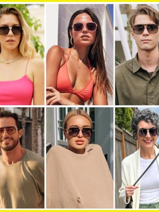 Square Retro Polarized Sunglasses Vintage Aviator Style Unisex Trendy